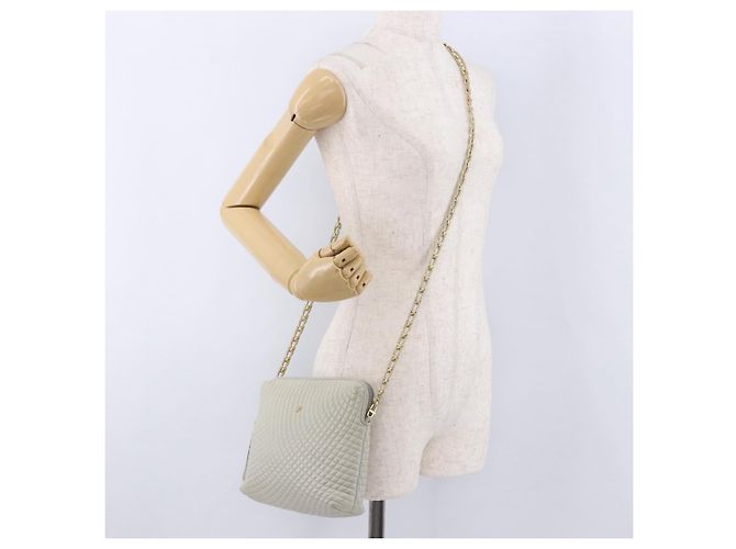 Borsa a tracolla con catena BALLY in pelle grigia tono oro Auth 198489A Marrone - vista 22