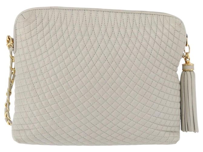 Borsa a tracolla con catena BALLY in pelle grigia tono oro Auth 198489A Marrone - vista 3