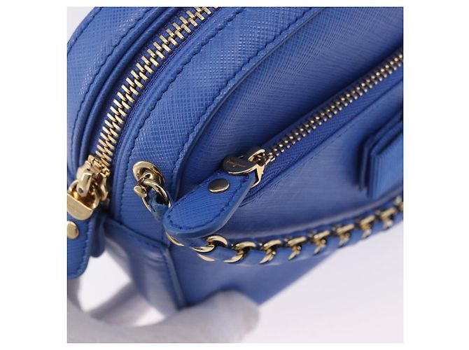 Borsa a tracolla Salvatore Ferragamo Vala Chain in pelle blu e oro Auth 197212V D'oro - vista 15