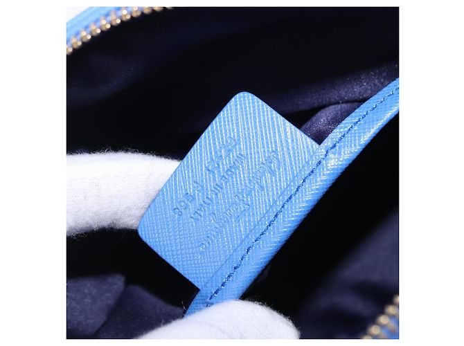 Borsa a tracolla Salvatore Ferragamo Vala Chain in pelle blu e oro Auth 197212V D'oro - vista 21