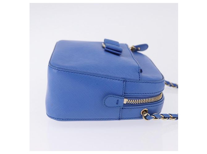 Borsa a tracolla Salvatore Ferragamo Vala Chain in pelle blu e oro Auth 197212V D'oro - vista 4