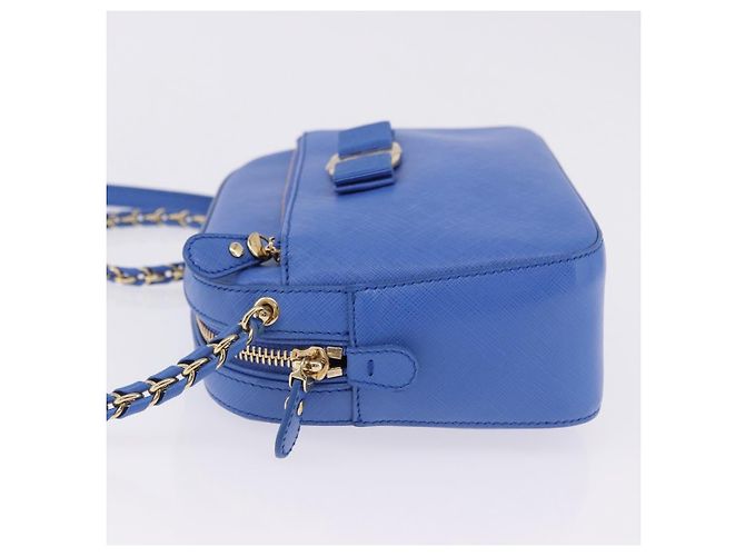 Borsa a tracolla Salvatore Ferragamo Vala Chain in pelle blu e oro Auth 197212V D'oro - vista 5