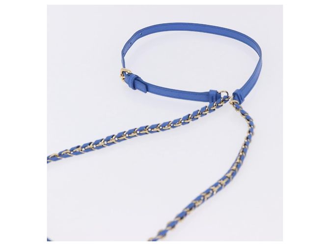 Borsa a tracolla Salvatore Ferragamo Vala Chain in pelle blu e oro Auth 197212V D'oro - vista 7