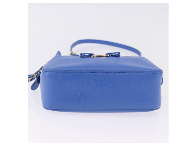 Borsa a tracolla Salvatore Ferragamo Vala Chain in pelle blu e oro Auth 197212V D'oro - vista 8