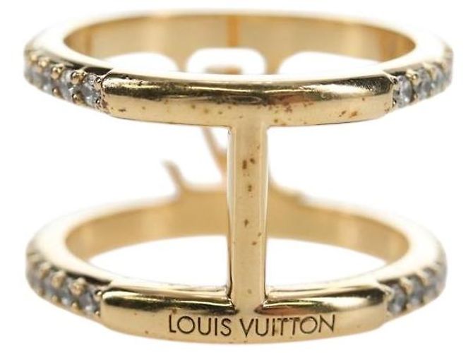LOUIS VUITTON Anel LV Iconic Strass metal Gold Tone M1463M LV Auth 195935M - vista 3
