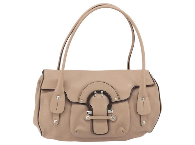 Borsa Salvatore Ferragamo Gancini in pelle beige argento Auth 197508A - vista 2
