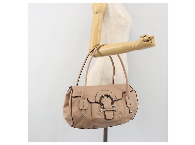 Borsa Salvatore Ferragamo Gancini in pelle beige argento Auth 197508A - vista 24