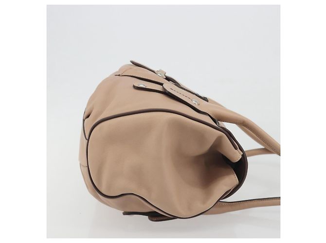 Borsa Salvatore Ferragamo Gancini in pelle beige argento Auth 197508A - vista 4