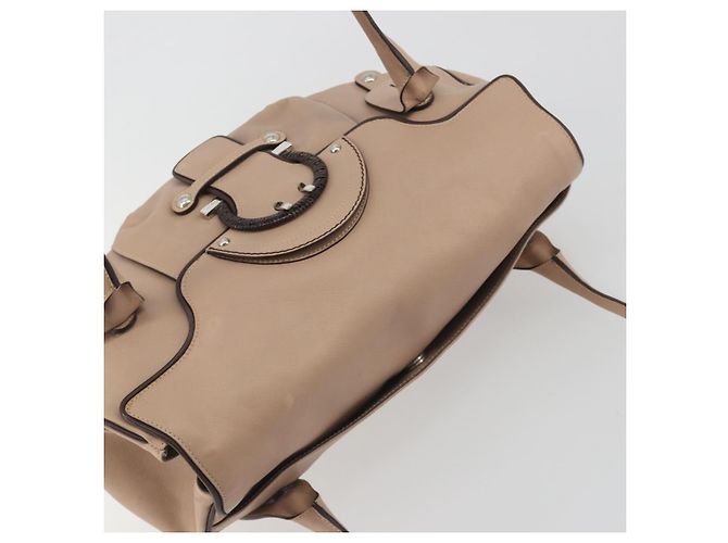 Borsa Salvatore Ferragamo Gancini in pelle beige argento Auth 197508A - vista 6