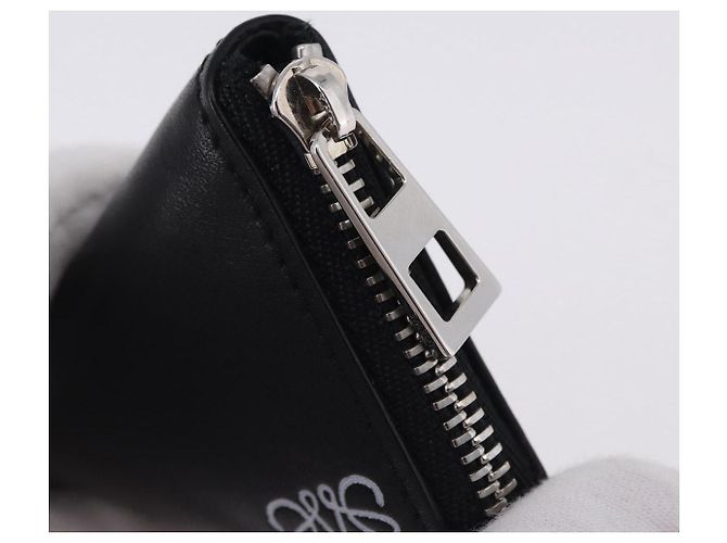 LOEWE Anagram Münzbeutel Leder Schwarz Silber Auth 196648M - Ansicht 12