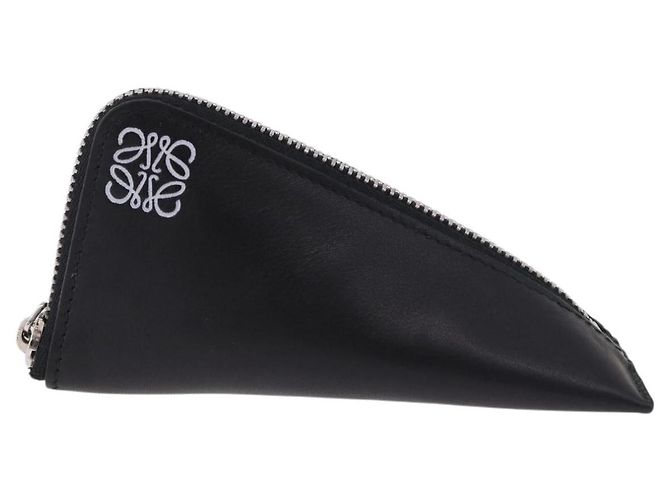 LOEWE Anagram Münzbeutel Leder Schwarz Silber Auth 196648M - Ansicht 2