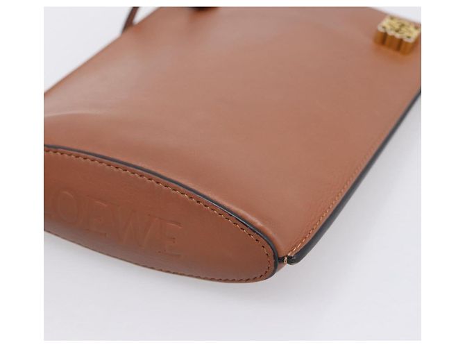 LOEWE Dice Pocket Shoulder Pouch Leather Brown Auth ka5746 Marrone - vista 10
