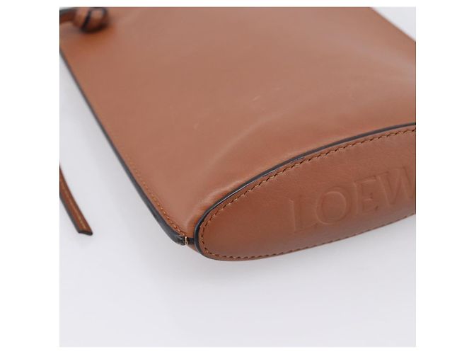 LOEWE Dice Pocket Shoulder Pouch Leather Brown Auth ka5746 Marrone - vista 11
