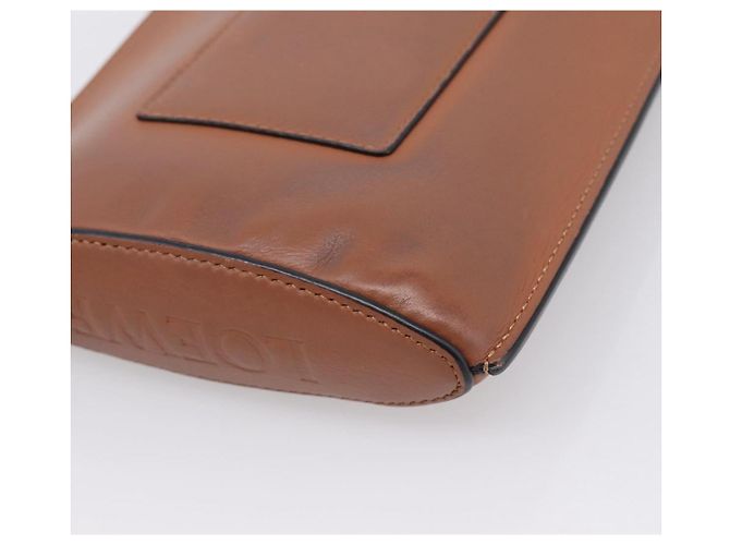 LOEWE Dice Pocket Shoulder Pouch Leather Brown Auth ka5746 Marrone - vista 12