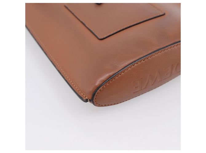 LOEWE Dice Pocket Shoulder Pouch Leather Brown Auth ka5746 Marrone - vista 13