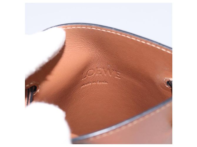 LOEWE Dice Pocket Shoulder Pouch Leather Brown Auth ka5746 Marrone - vista 14