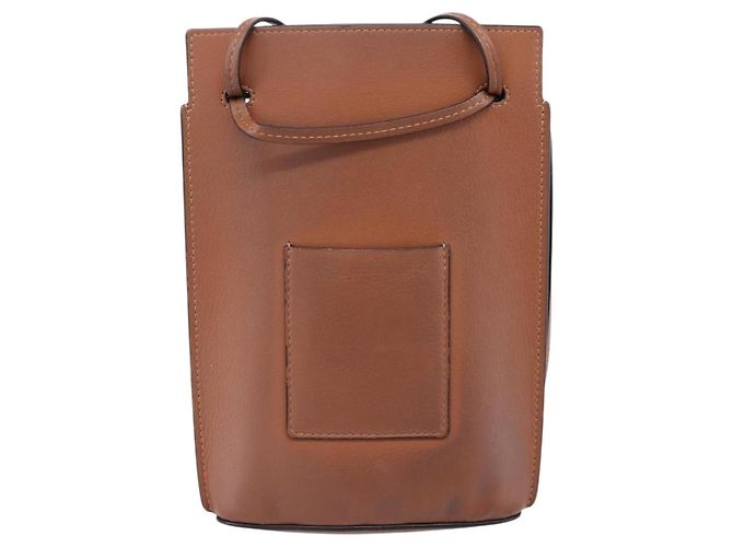 LOEWE Dice Pocket Shoulder Pouch Leather Brown Auth ka5746 Marrone - vista 3