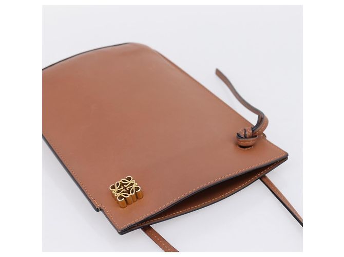LOEWE Dice Pocket Shoulder Pouch Leather Brown Auth ka5746 Marrone - vista 6