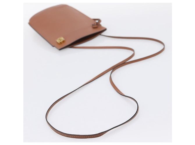LOEWE Dice Pocket Shoulder Pouch Leather Brown Auth ka5746 Marrone - vista 7