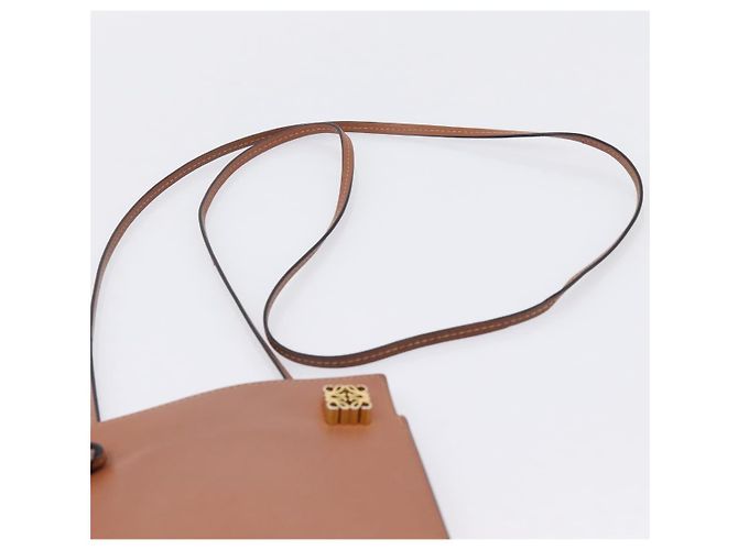 LOEWE Dice Pocket Shoulder Pouch Leather Brown Auth ka5746 Marrone - vista 8