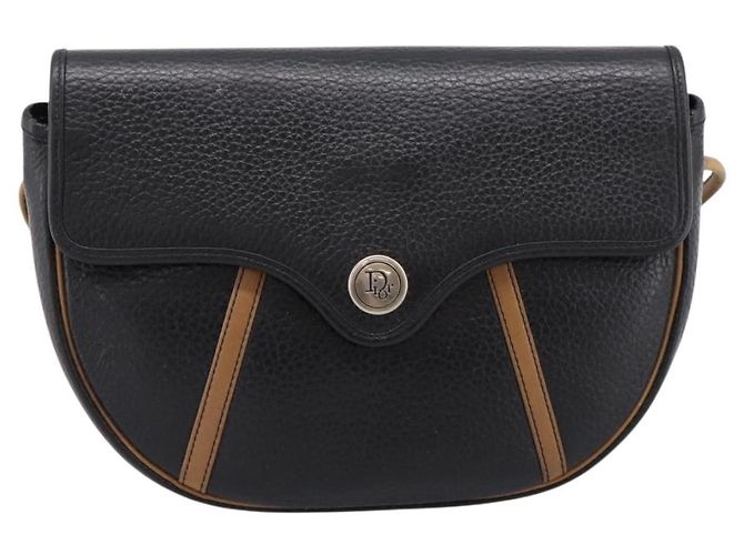 Christian Dior Schultertasche aus Leder Schwarz Goldfarben Auth ep15708 - Ansicht 2