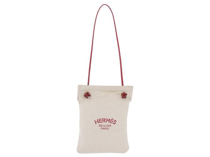 Hermès Borsa a tracolla HERMES Aline PM Canvas Beige Red Auth 198647A Rosso - vista 2