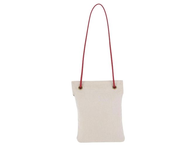 Hermès Borsa a tracolla HERMES Aline PM Canvas Beige Red Auth 198647A Rosso - vista 3