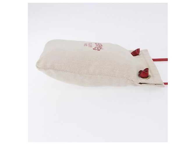 Hermès Borsa a tracolla HERMES Aline PM Canvas Beige Red Auth 198647A Rosso - vista 4