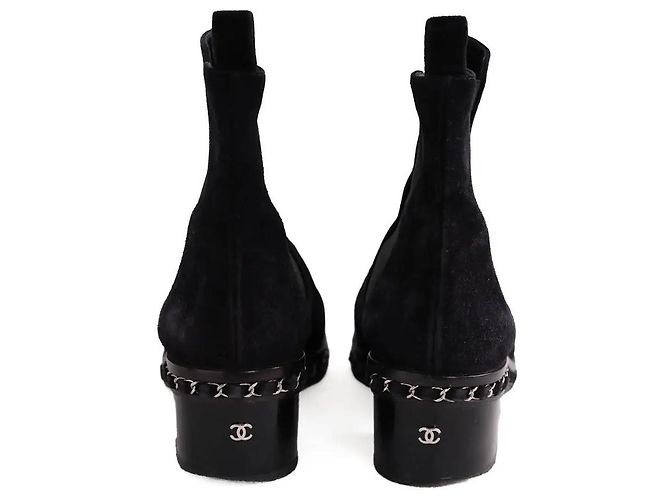 Botas Chanel com fivelas em camurça preta Preto - vista 2