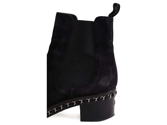 Botas Chanel com fivelas em camurça preta Preto - vista 4