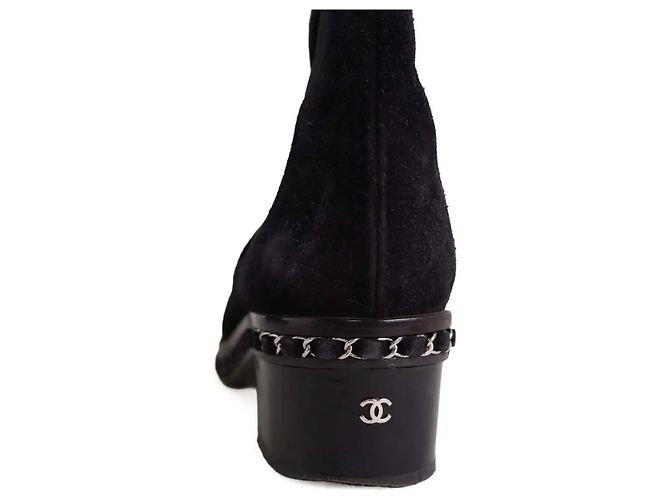 Botas Chanel com fivelas em camurça preta Preto - vista 5