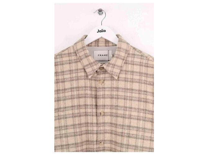 Sobrecamicia in lana Frame Denim beige M - vista 2