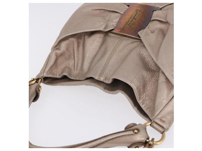 Borsa Salvatore Ferragamo Vala in pelle 2way Champagne Gold Auth 196633A D'oro - vista 6
