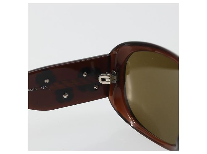 Occhiali da sole CHANEL Camelia Plastica Marrone CC Auth 198827 - vista 12