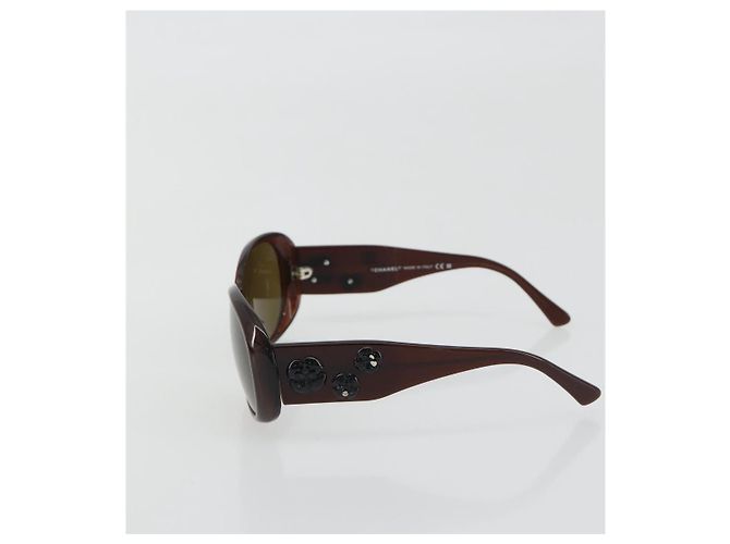Occhiali da sole CHANEL Camelia Plastica Marrone CC Auth 198827 - vista 4
