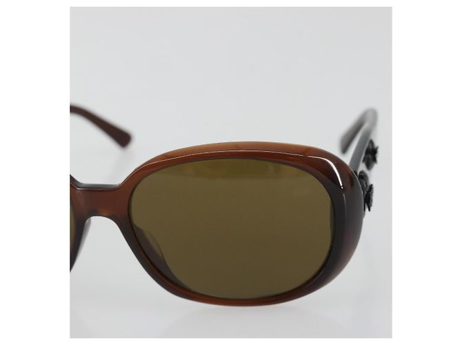 Occhiali da sole CHANEL Camelia Plastica Marrone CC Auth 198827 - vista 7