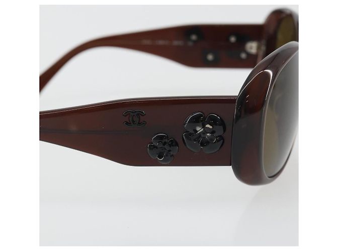 Occhiali da sole CHANEL Camelia Plastica Marrone CC Auth 198827 - vista 8
