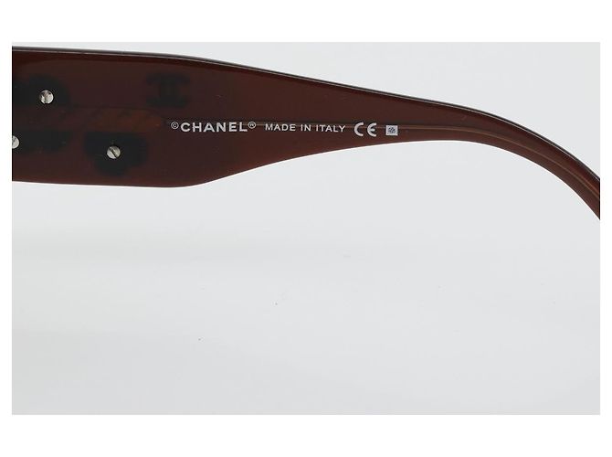 Occhiali da sole CHANEL Camelia Plastica Marrone CC Auth 198827 - vista 9