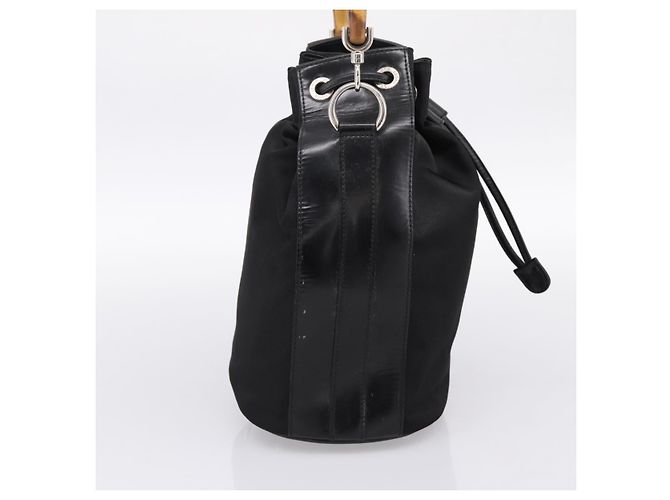 Borsa a mano GUCCI Bamboo Nylon Nero Argento 001 3754 1657 Auth BA15272 - vista 4
