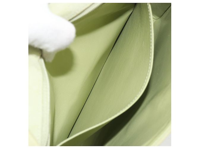 Borsa a tracolla CHANEL Matelassé in camoscio verde con CC tono oro Auth BA14888A - vista 23
