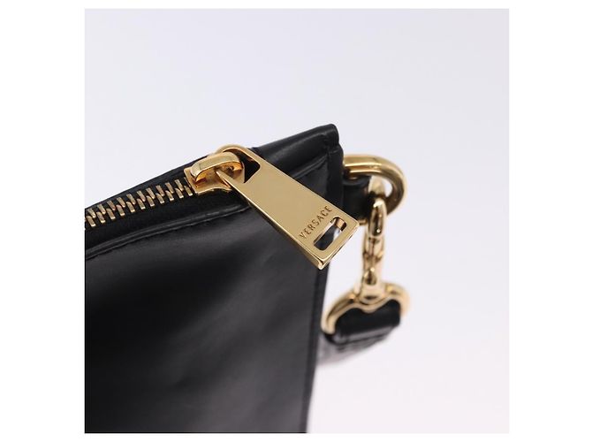Borsa a pochette VERSACE in pelle nera e oro Auth BA15138A Nero D'oro - vista 14