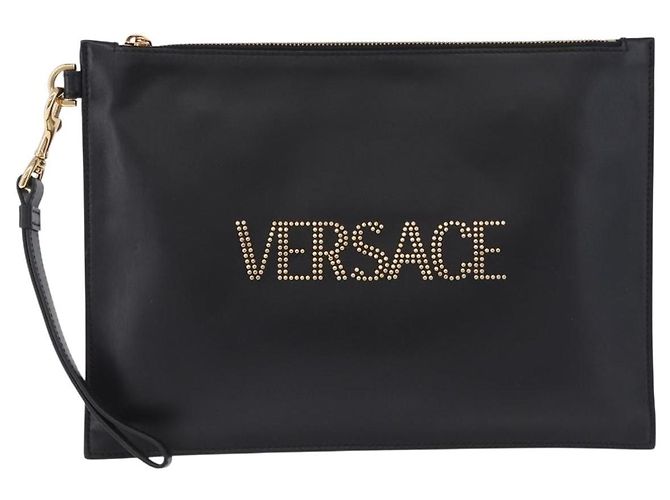 Borsa a pochette VERSACE in pelle nera e oro Auth BA15138A Nero D'oro - vista 2
