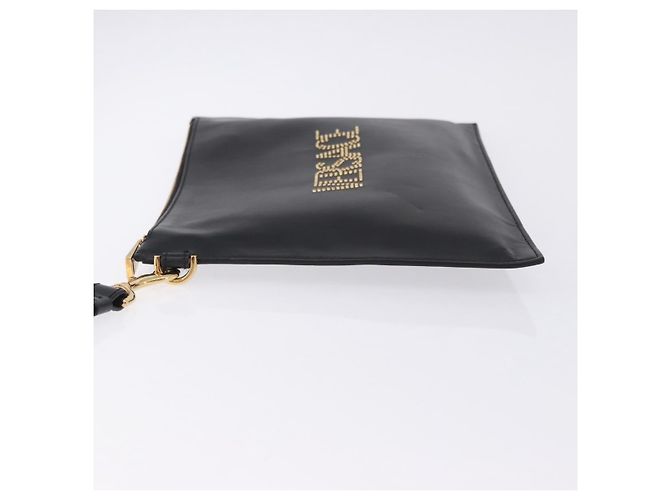 Borsa a pochette VERSACE in pelle nera e oro Auth BA15138A Nero D'oro - vista 5