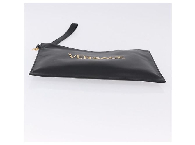 Borsa a pochette VERSACE in pelle nera e oro Auth BA15138A Nero D'oro - vista 8