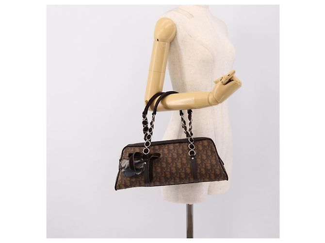 Borsa a mano Christian Dior Trotter Romantic PVC Brown Silver Auth am12294SAM Marrone Argento - vista 23