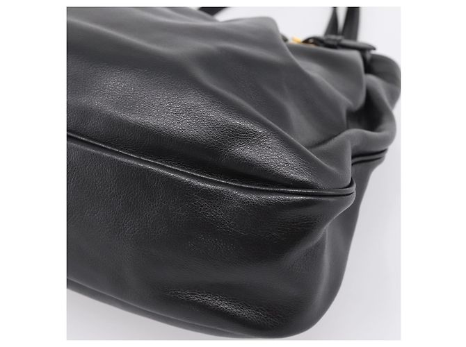 Borsa Tote PRADA in pelle di vitello Nero Oro Auth am12245SAM D'oro - vista 12