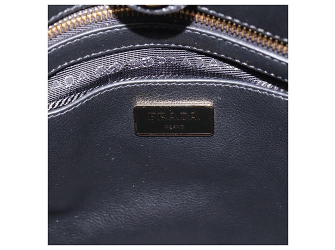 Borsa Tote PRADA in pelle di vitello Nero Oro Auth am12245SAM D'oro - vista 15