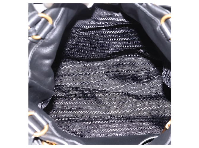 Borsa Tote PRADA in pelle di vitello Nero Oro Auth am12245SAM D'oro - vista 16