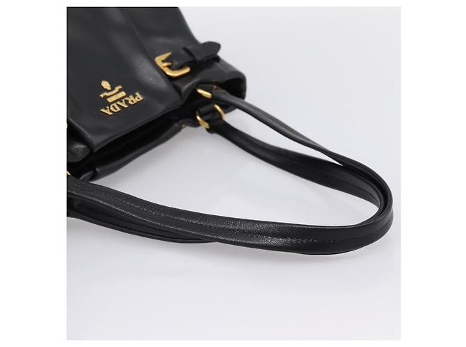 Borsa Tote PRADA in pelle di vitello Nero Oro Auth am12245SAM D'oro - vista 7