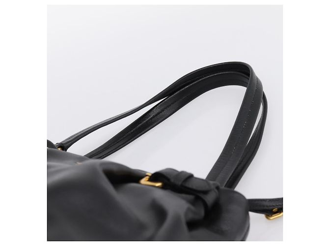 Borsa Tote PRADA in pelle di vitello Nero Oro Auth am12245SAM D'oro - vista 8